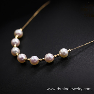 Exquisite 18K Gold Chain Women Jewelry Real Pearl Necklace